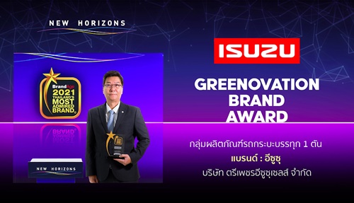 อีซูซุรับรางวัล "แบรนด์น่าเชื่อถือสูงสุดแห่งปี" (Thailand's Most Admired Brand) พร้อมรางวัลพิเศษ “Greenovation Brand Award”