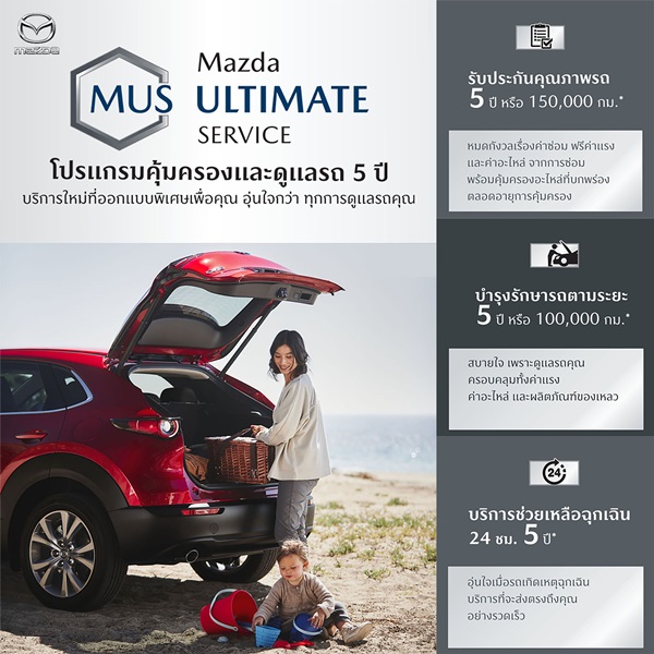 มาสด้ามัดใจลูกค้าด้วยโปรแกรม MAZDA ULTIMATE SERVICE ดูแลฟรีตลอด 5 ปี เปิดตัว CPO MARKETPLACE ซื้อขายรถมาสด้ามือสองคุณภาพดีบนออนไลน์ 24 ชั่วโมง