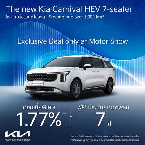 เกีย เซลส์ (ประเทศไทย) ประกาศโปรโมชัน Motor Show 2026 